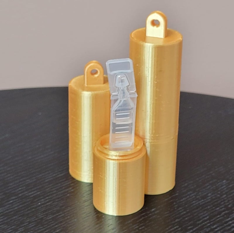 Znet3D Pocket Eye Drop Vial Holder & Carry Storage - Holds One (1) Single Use Eye Drop Vial - Perfect to carry pocket, purse/clutch, school bag - Two (2) Pack - (Gold) - Image 5